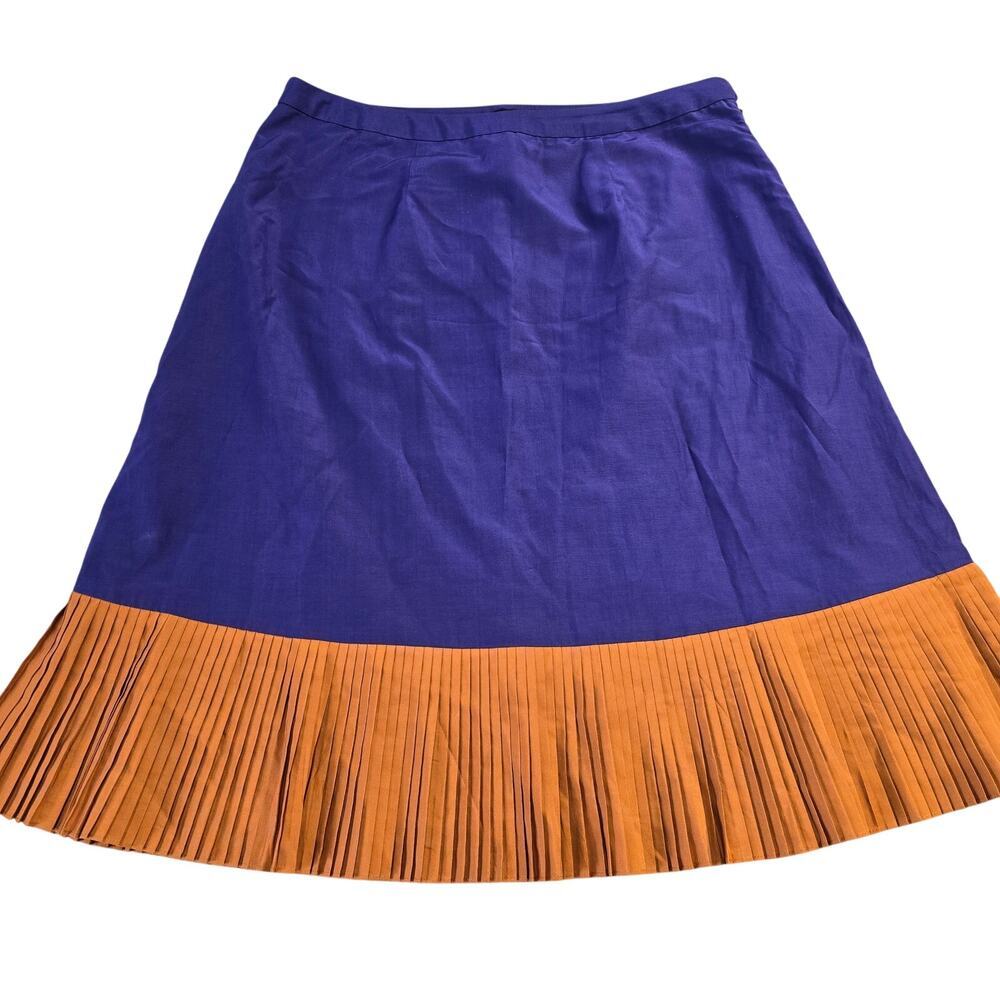J. Peterman Mini Skirt Women 12 Purple Silk Pleated Hem Luxury Old Money Preppy